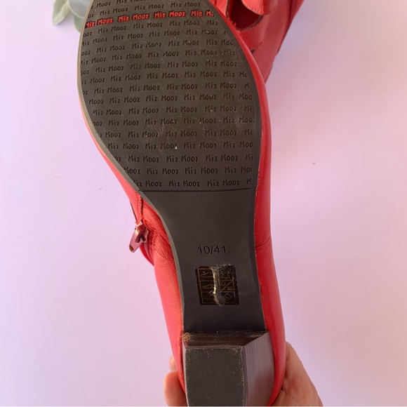 Miz Mooz Debra Leather Heeled Ankle Booties in True Red - Picture 8 of 12